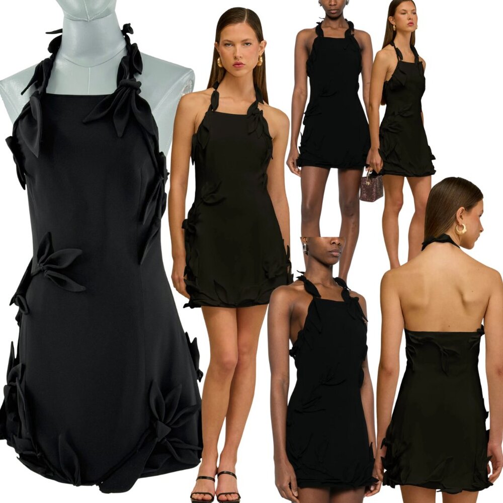 🆕 CULT GAIA 🧿 NWT Elliana Calla Lily Floral Appliqué Mini, Black - Sz 0